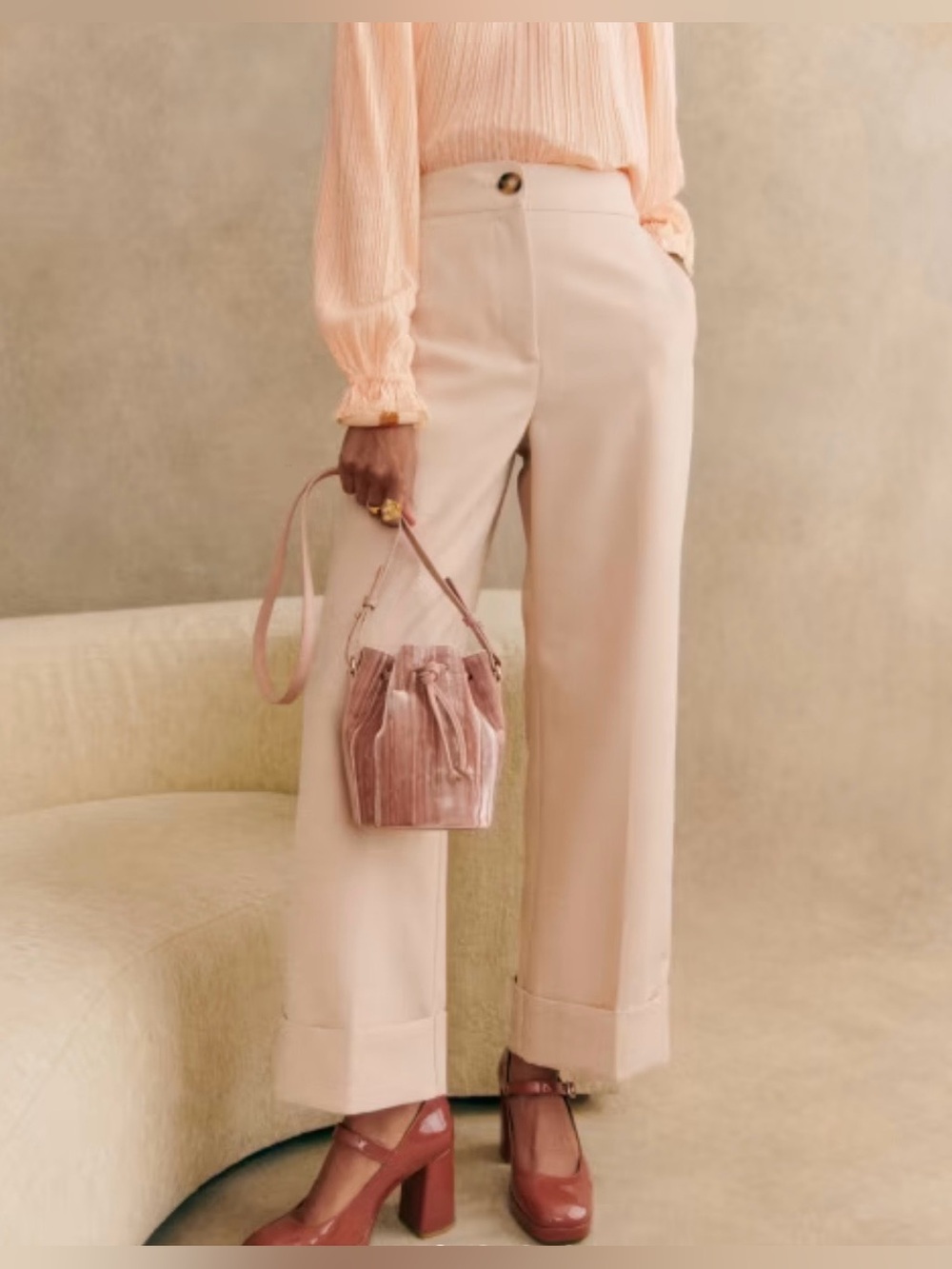Sezane Damon Trousers in Rosy Beige